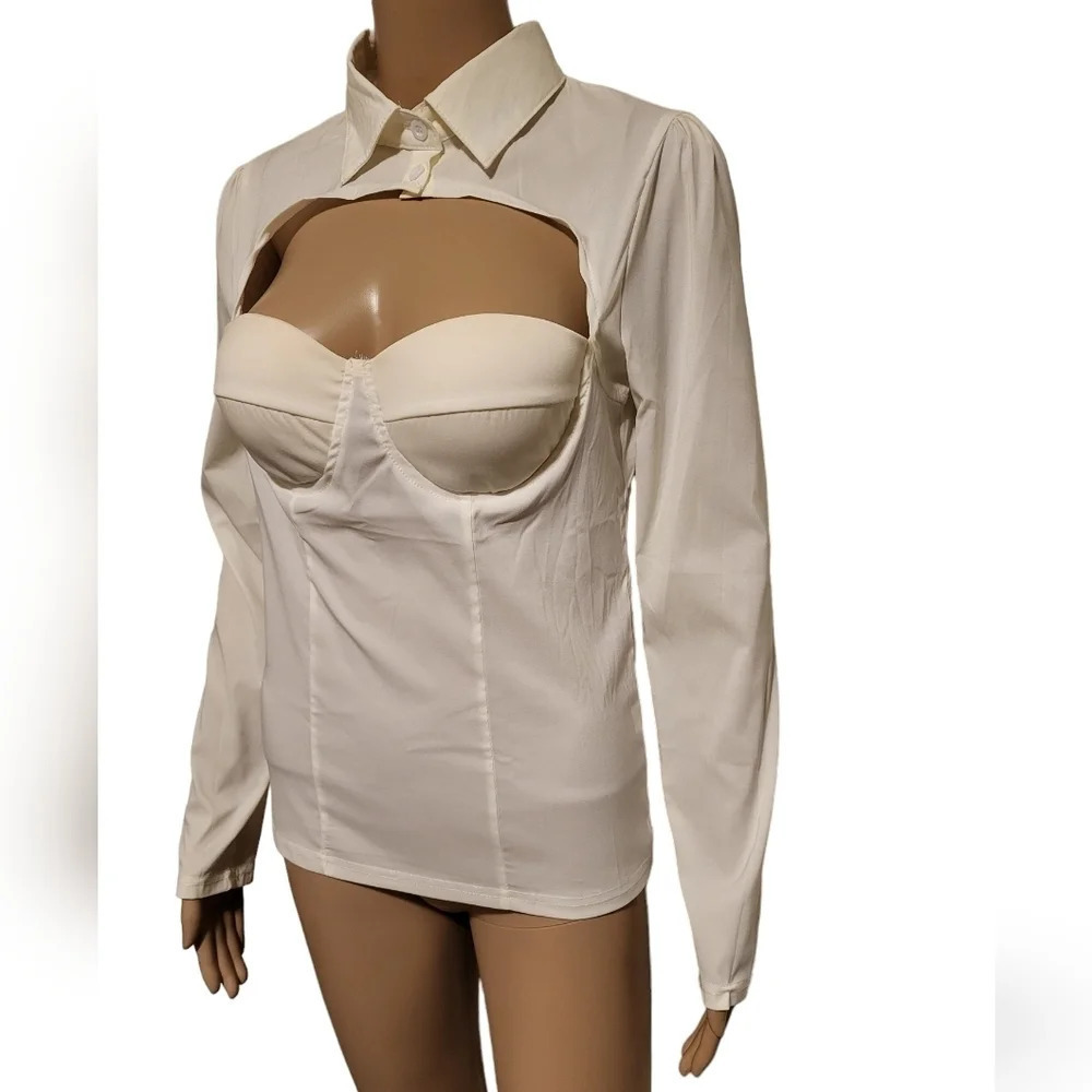 ChicMe Corset Cut Out Long Sleeve Shirt (Size XL) - Picture 4 of 10